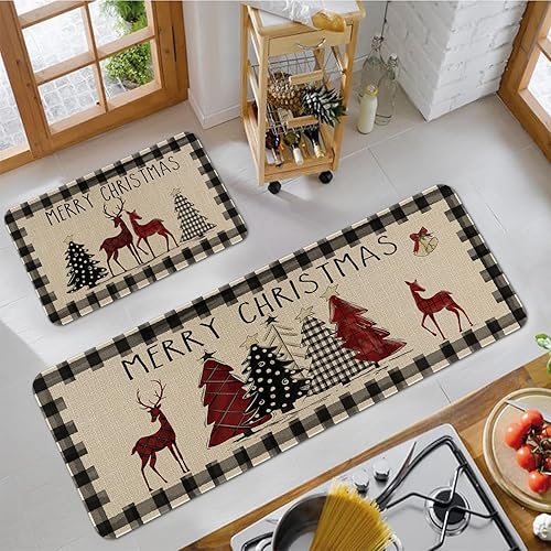 Miniatura 4 de Juego de 2 alfombras y tapetes de cocina de calabaza de otoño, alfombras de cocina de Acción de Gracias, decoración de cocina de otoño, tapete