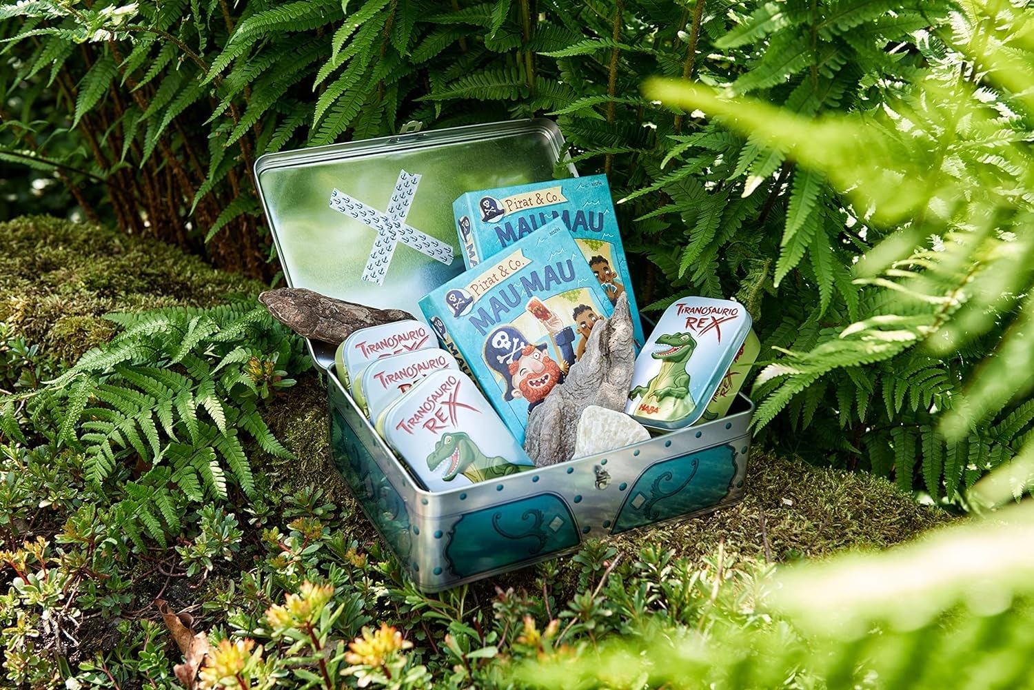 HABA 304839 - Find the code! Wyspa piracka, zagadka z puzzlami z mapami skarbów i skrzynią skarbów do ponownego napełniania, gra od 5 lat