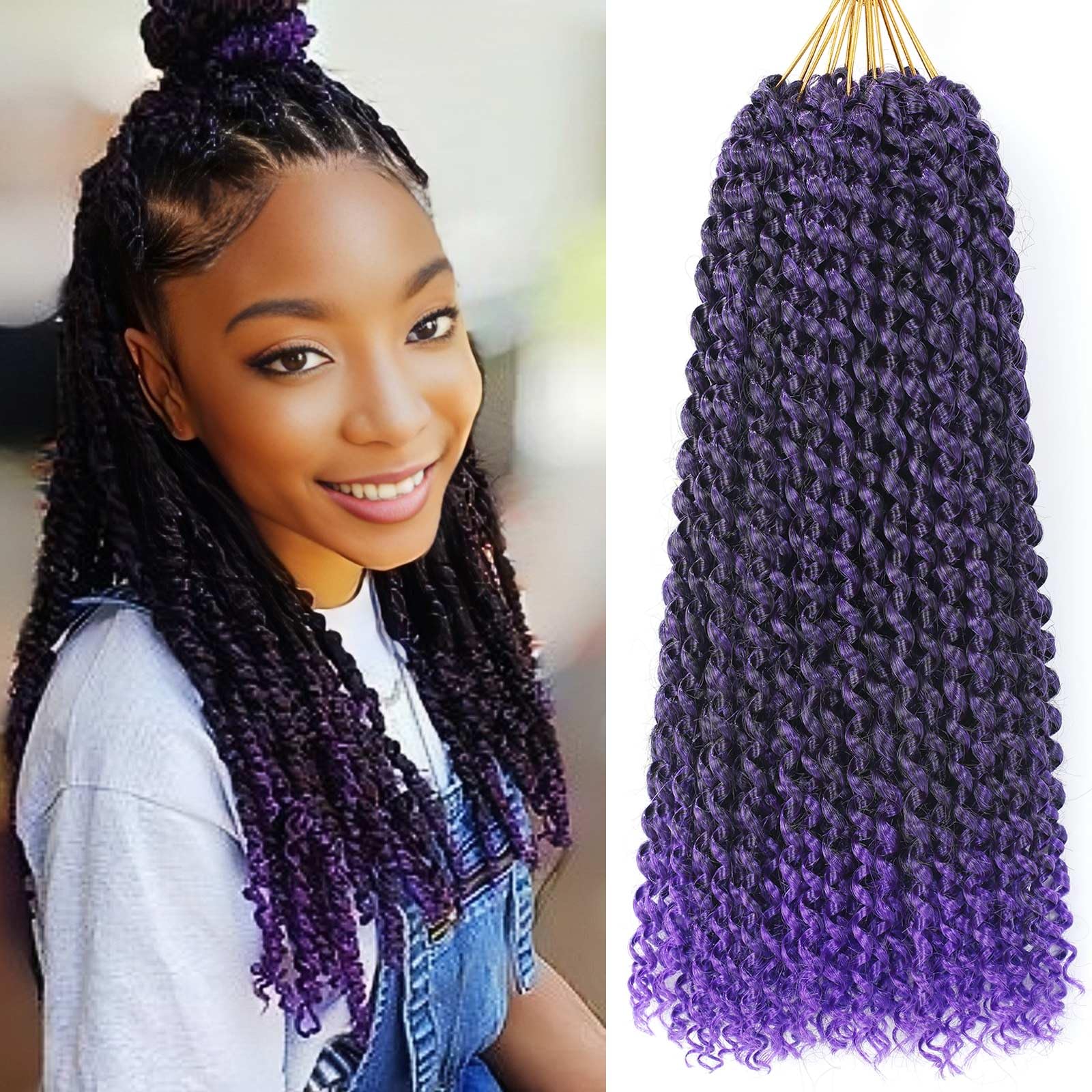 Purple Passion Twist Hair,14 Inch 7 Packs Passion Twist Braiding Hair,Water Wave Crochet Hair For Wrapping Passion Twists/Butterfly Locs/Spring Twist