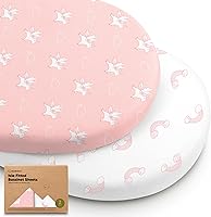 Vista 14 de Paquete de 2 sábanas de moisés para bebé niña y niño, viscosa de 33 x 17 pulgadas, derivada de bambú, sábanas ajustables para moisés, compatibles