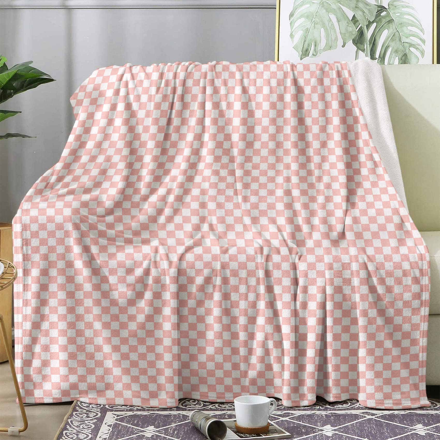 Couverture 2 Personnes Flanelle 220x240 Haute Densité au Design Treillis Chic