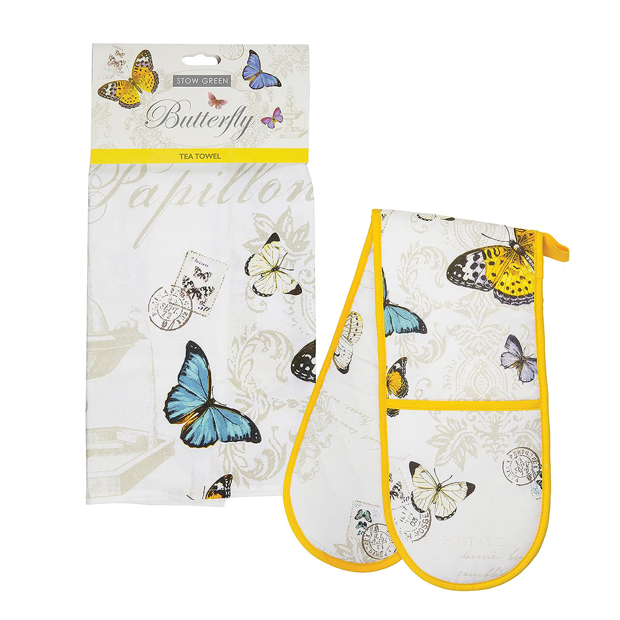 Auntie Morags Tea Towel & Double Oven Glove Set - Butterfly