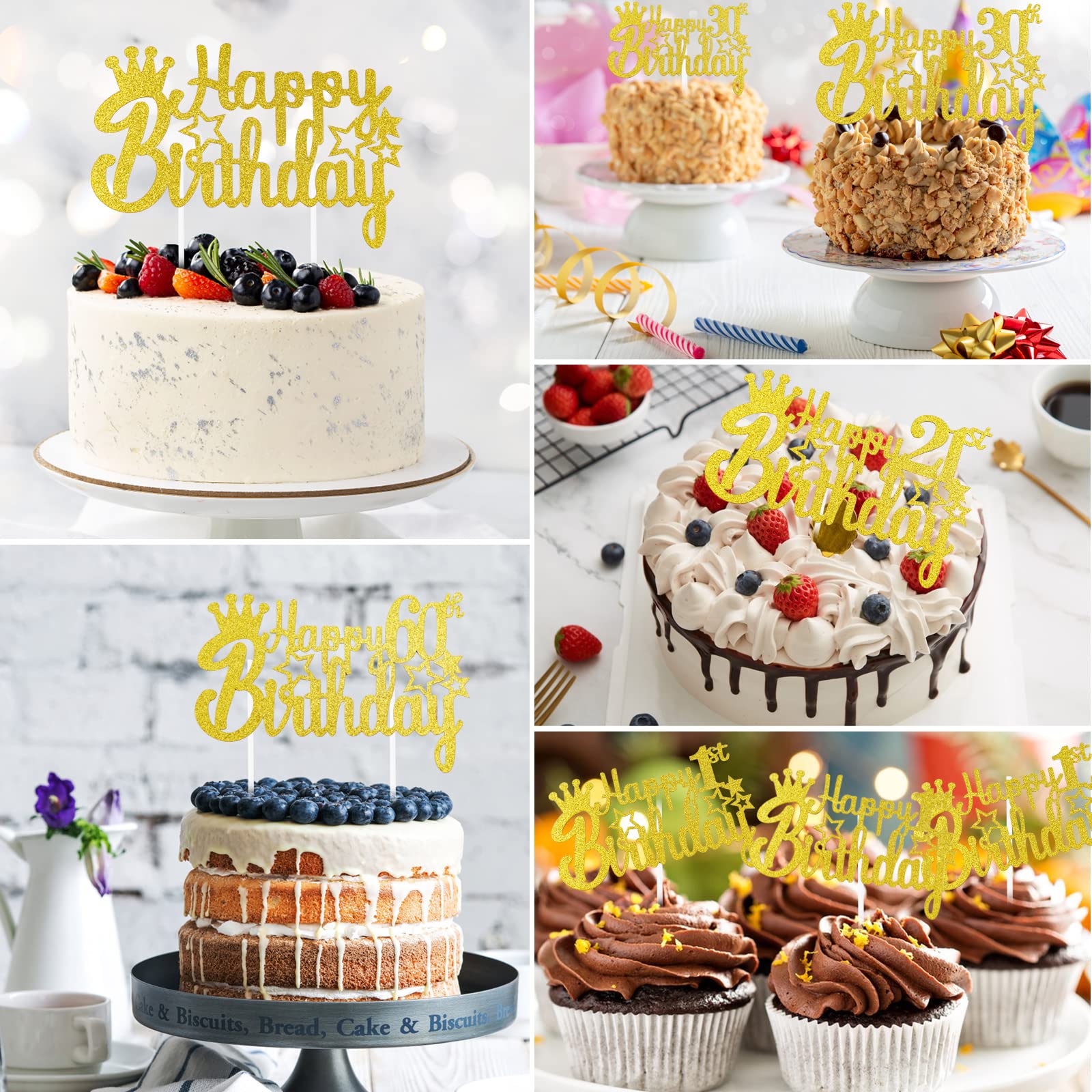 Decorazioni personalizzate per torta di compleanno per il 10° compleanno, decorazione per torta di compleanno, glitter su entrambi i lati, topper per torta per adolescenti 10 anni