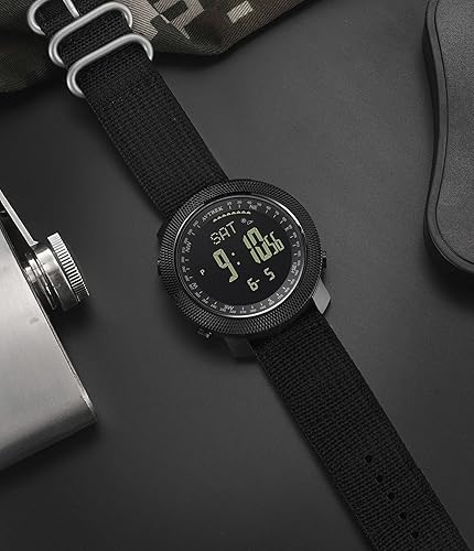 Miniatura 8 de Reloj deportivo digital para hombre, brújula militar militar, altímetro, barómetro, podómetro, impermeable, verde