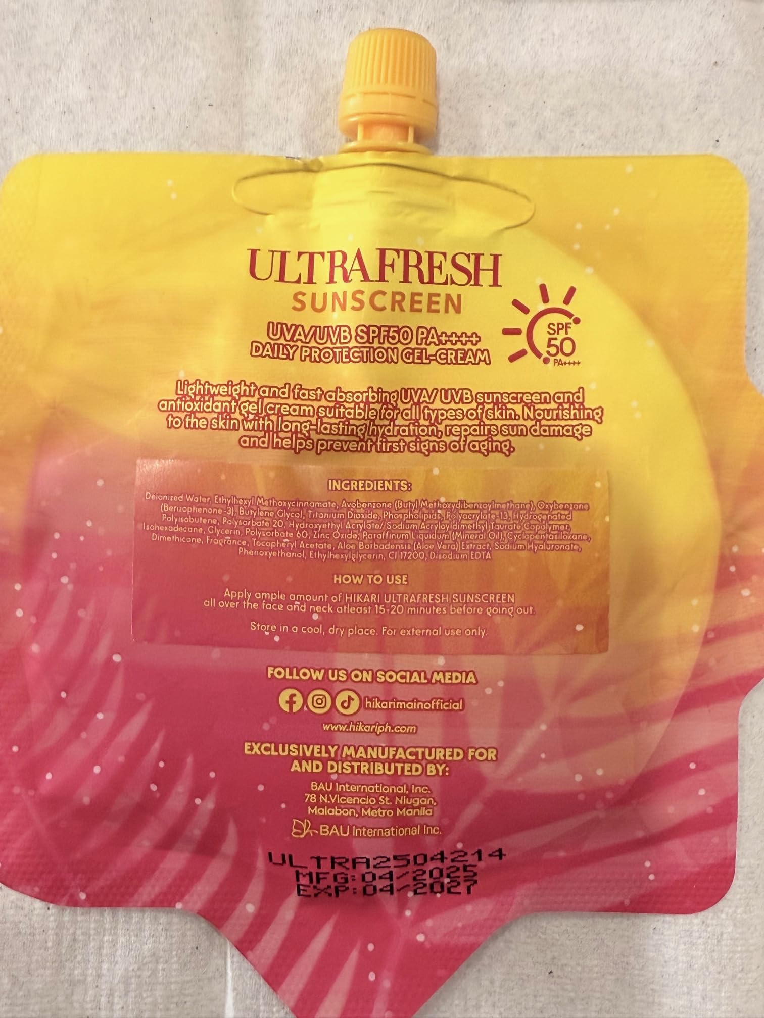 Amazon.com: Hikari Skin Essentials Ultrafresh Sunscreen SPF50 2