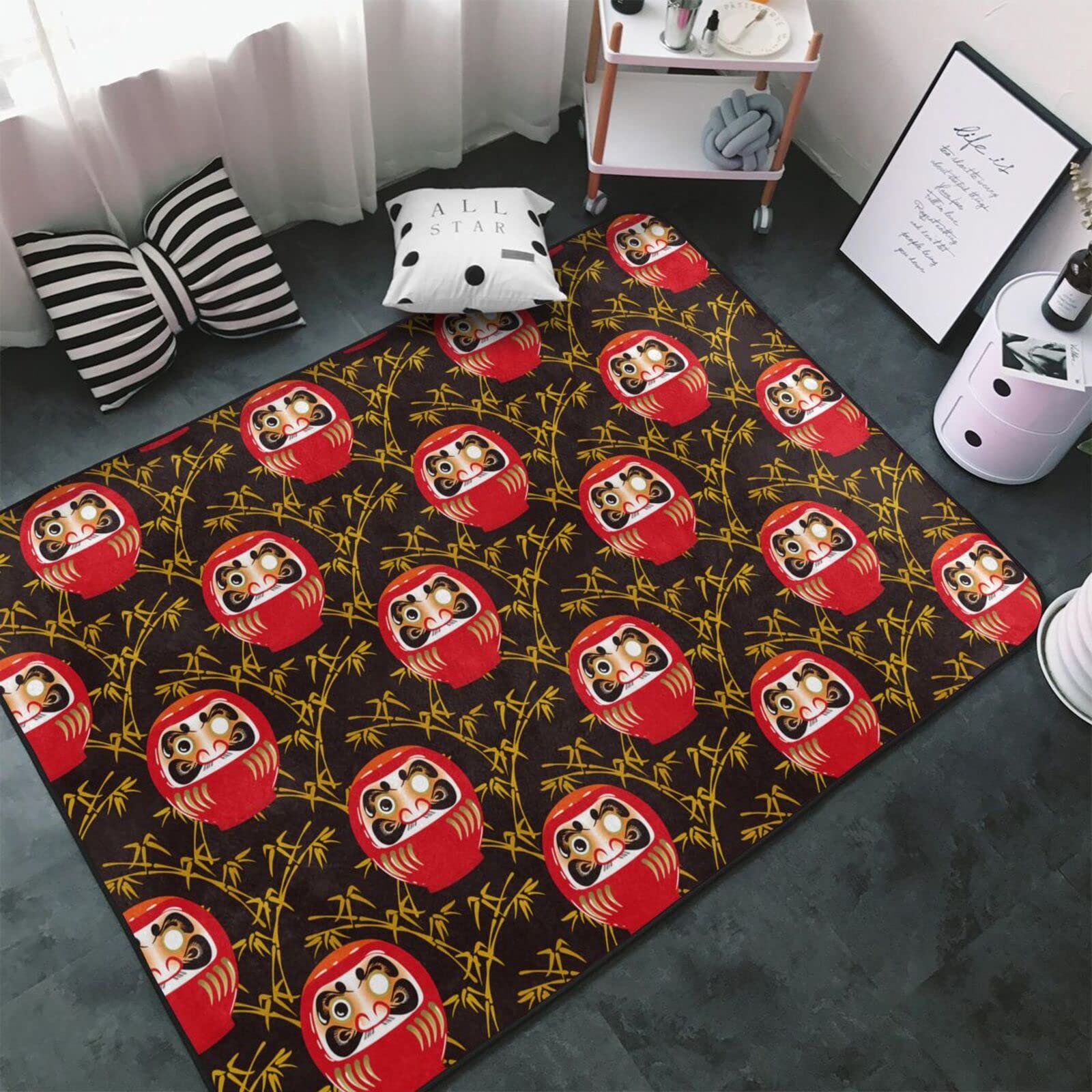 Amazon | 和柄 達磨 ダルマ だるま 健康 幸運 カーペット 長方形