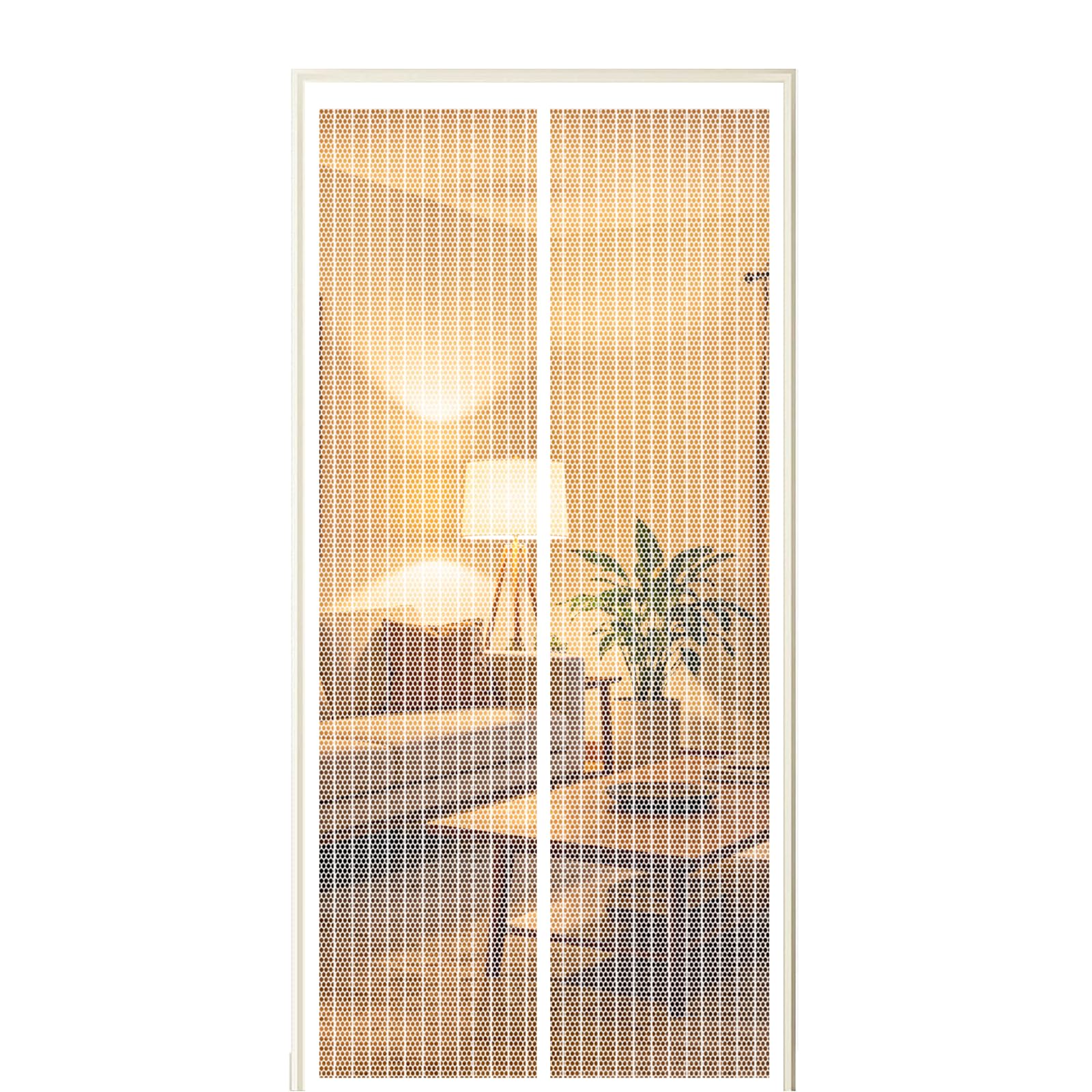 Xuehmin White Fly Screen Door 150 X 275 Cm Self Sealing Powerful Magnets Auto-Close Insect Curtain With Powerful Magnets & Full Frame Magic Tape Suitable For Patio Doors Balcony Bedroom,