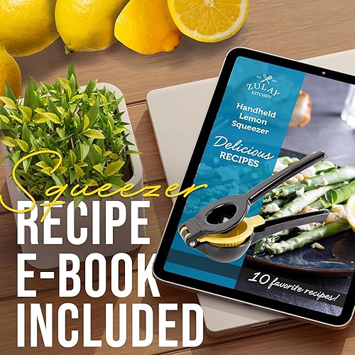 Miniatura 6 de Zulay Kitchen Exprimidor de limón 2 en 1 de metal, exprimidor de mano de extracción máxima resistente, exprimidor de limón que recibe hasta la
