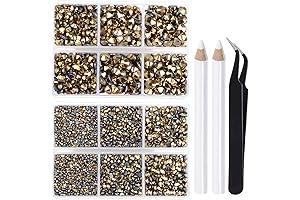LPBeads 6400 Pieces Gold Flat Back Rhinestones