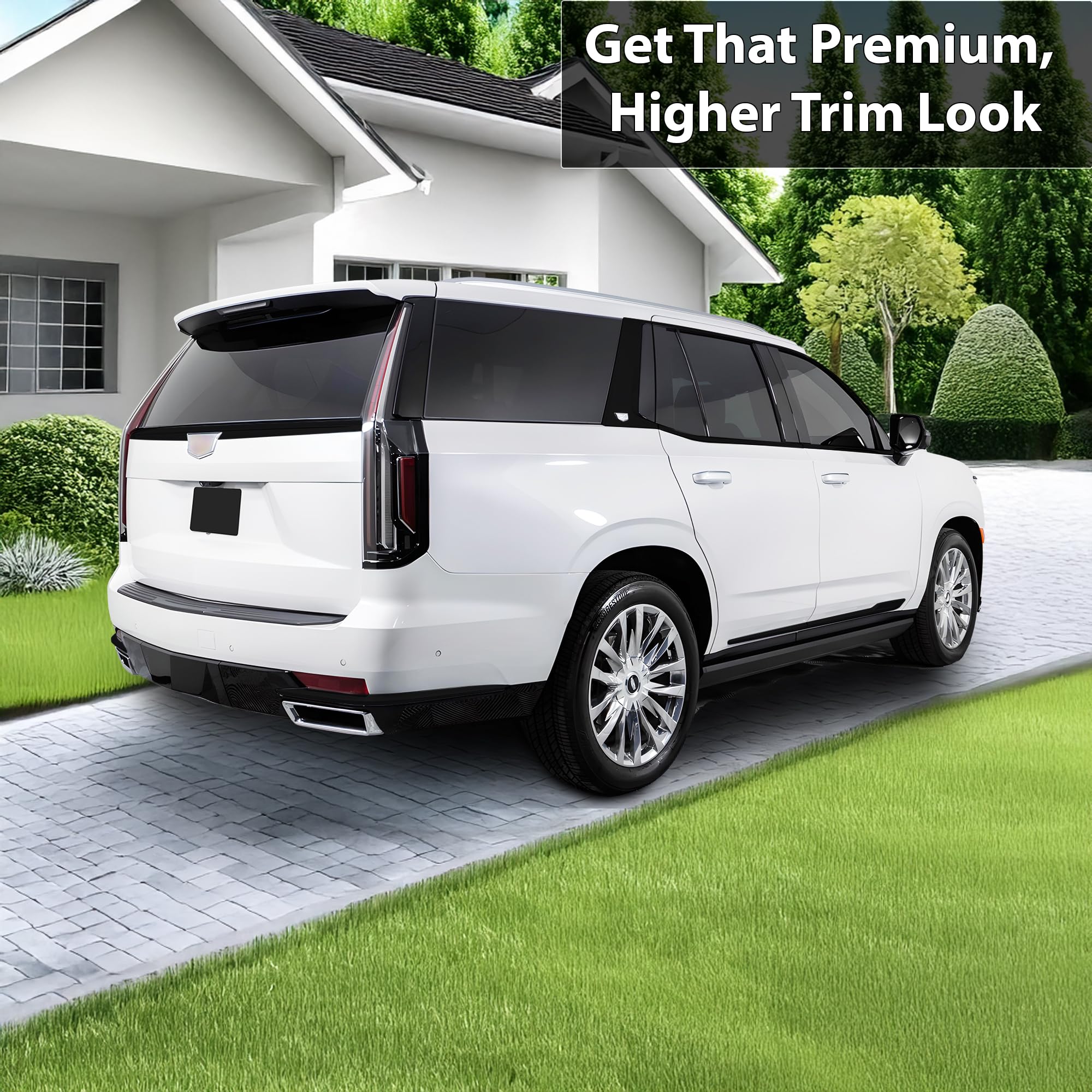 BOGAR TECH DESIGNS Rear Trunk Bumper Chrome Delete Overlay Compatible with Cadillac Escalade 2021-2024, Gloss Black