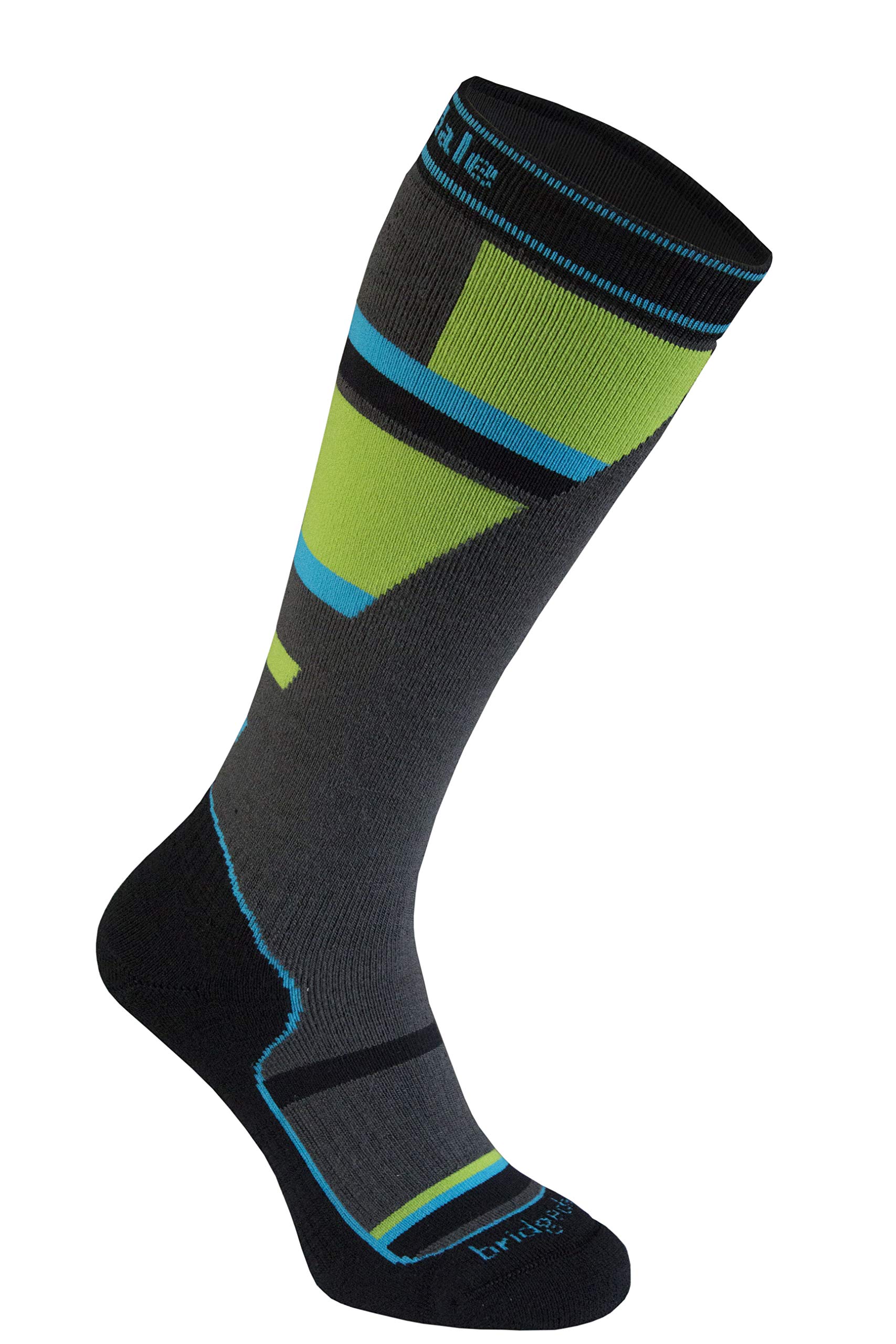 Bridgedale Unisex Kid's Junior Mountain-Merino Endurance Socks, Grey/Green, XL