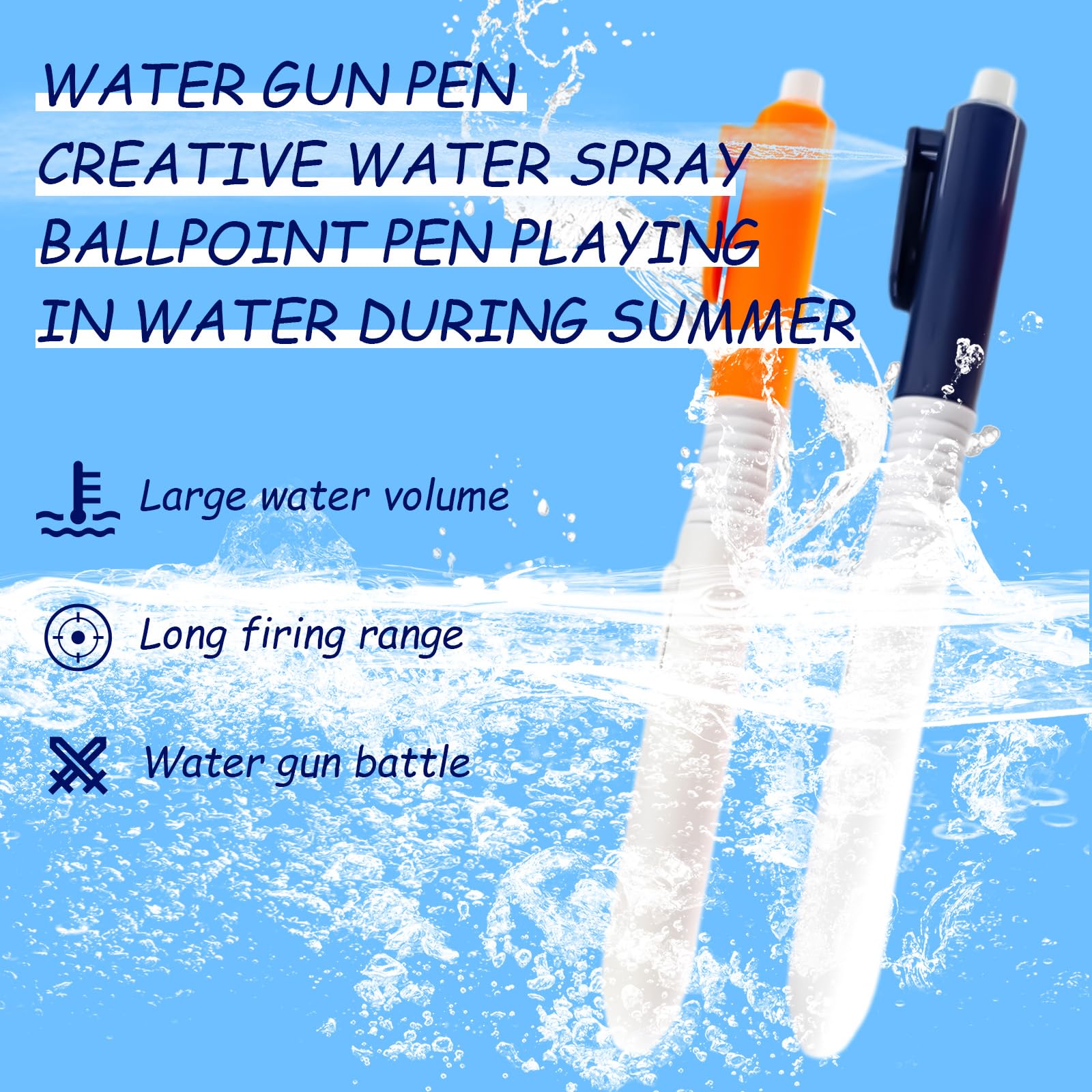 Confezione da 2 penne spray, penna spray d'acqua scrivi-cancella, penna 2 in 1, penna cancellabile, penna scherzo, penna scherzo, penna pressata, per ufficio scolastico