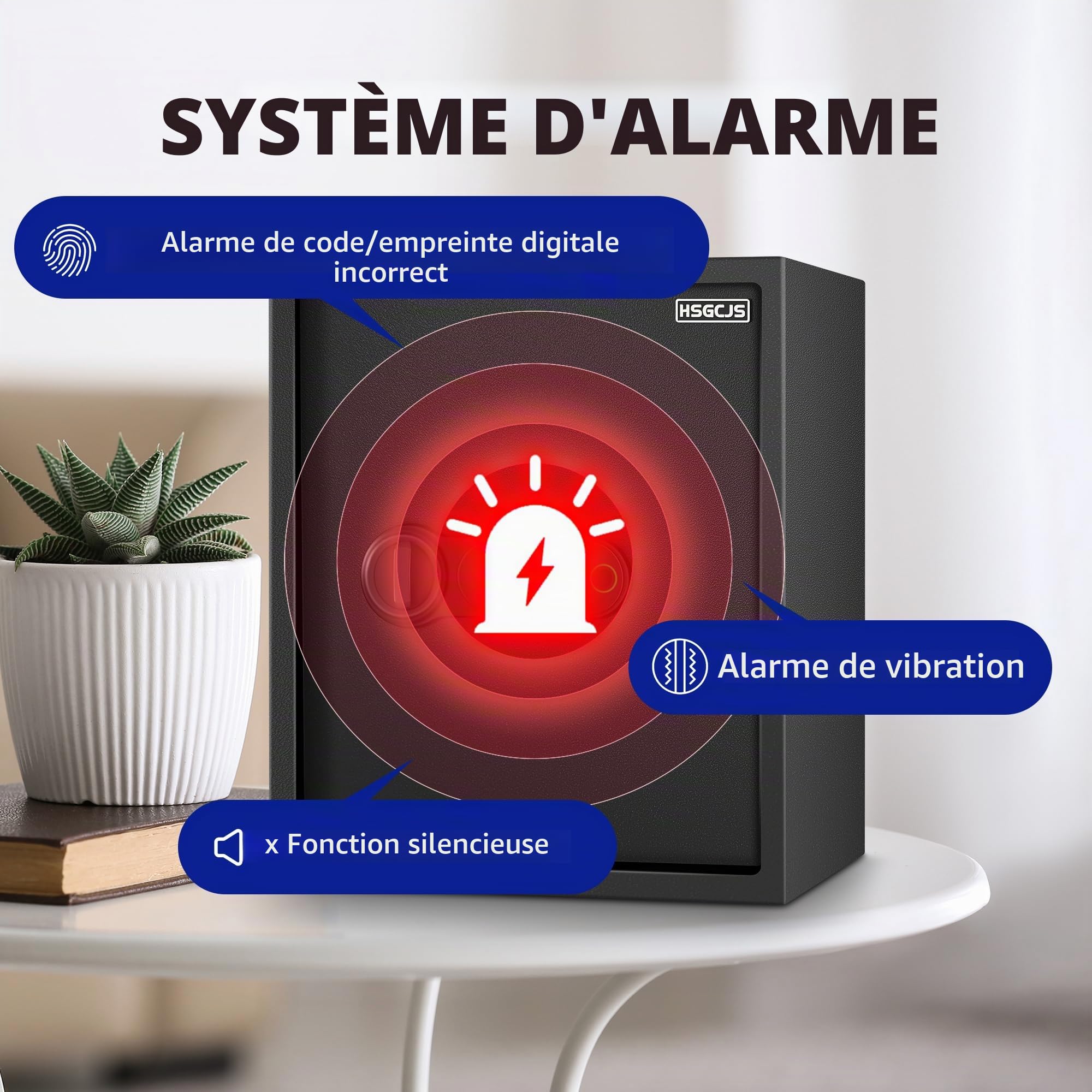 HSGCJS Grand coffre-fort pour empreintes digitales – 0,5 m³, boîte biométrique à empreintes digitales avec clavier numérique, coffre-fort de sécurité avec lumière à induction et cuir, tirelire pour