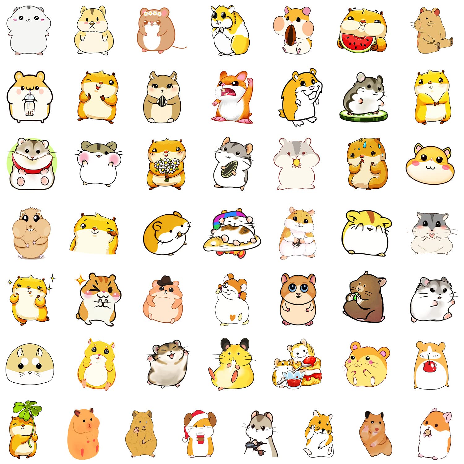 50PCS Hamster Stickers for Journal Notebook Water Bottle Laptop Phone Case Scrapbook Computer Skateboard Helmet Guitar Car Luggage,Cute Animal Decals Gift Decoration Kids Teens Adults - Image 2