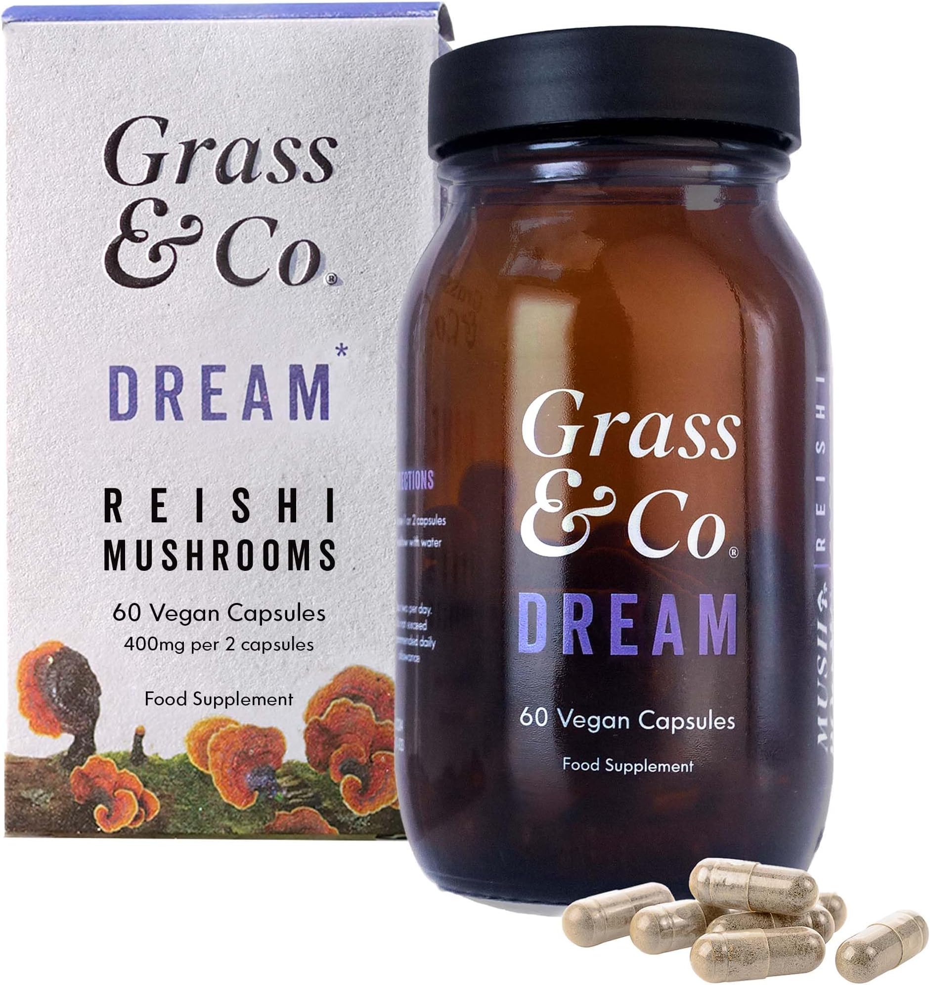 Magnesium 200mg & Reishi Mushroom 600mg Sleep Capsules with Vitamin D, Sage, Vitamin B6 & Vitamin B5 | Dream | Supports Deep Sleep & Relaxation | 60 Capsules, 30 Servings
