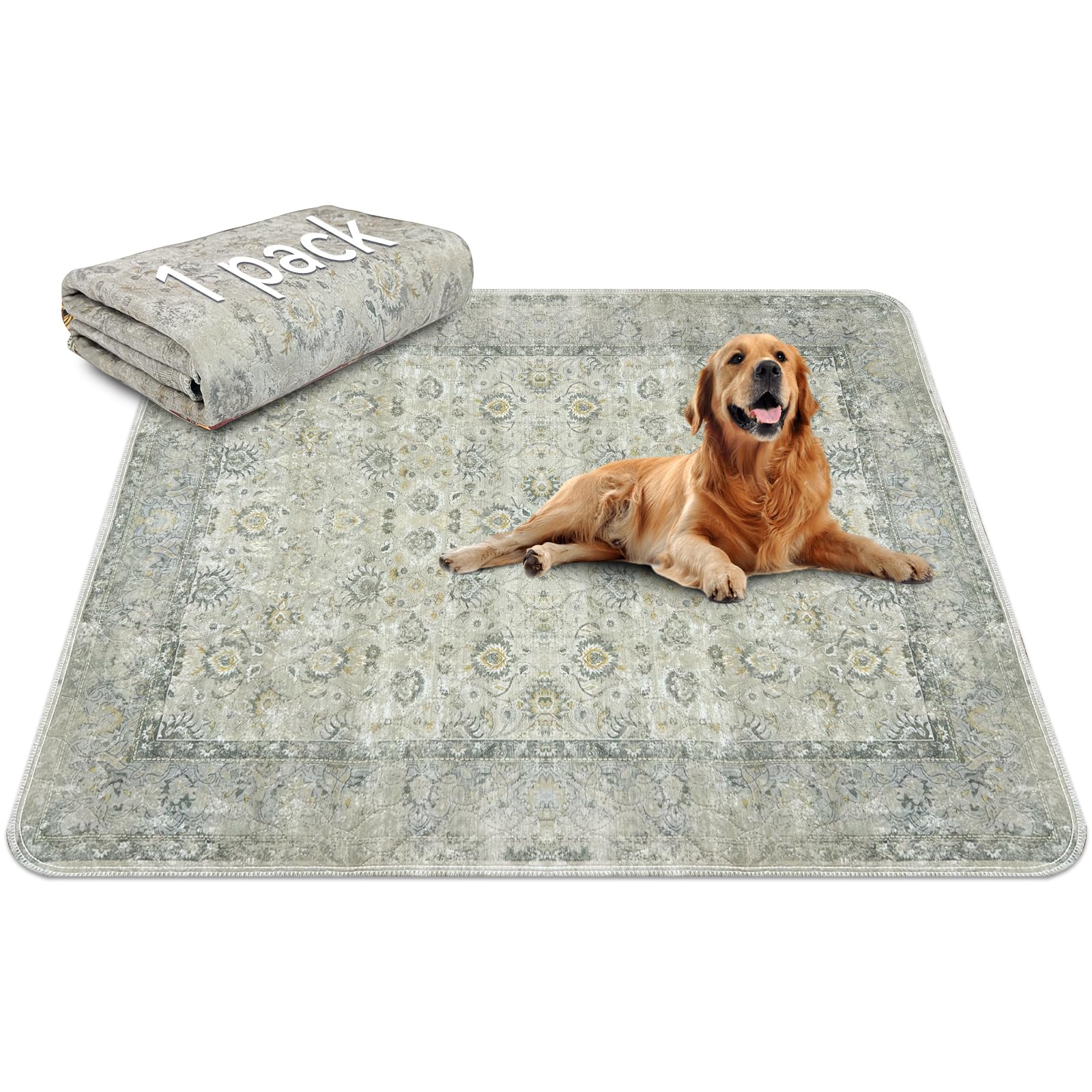 Washable Pee Pads for Dogs, 1 Pack 72'' x72'' Waterproof Non-Slip Puppy Pad with Fast Absorbent, Reusable Dog Rug for Training Travel Whelping