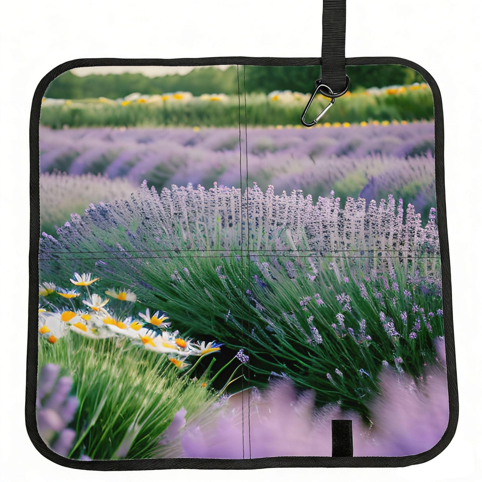 AYYQWE Lavender And Daisy Print Foldable Seat Cushion Portable Chair Pad Office Commuting Picnic Camping Outdoor
