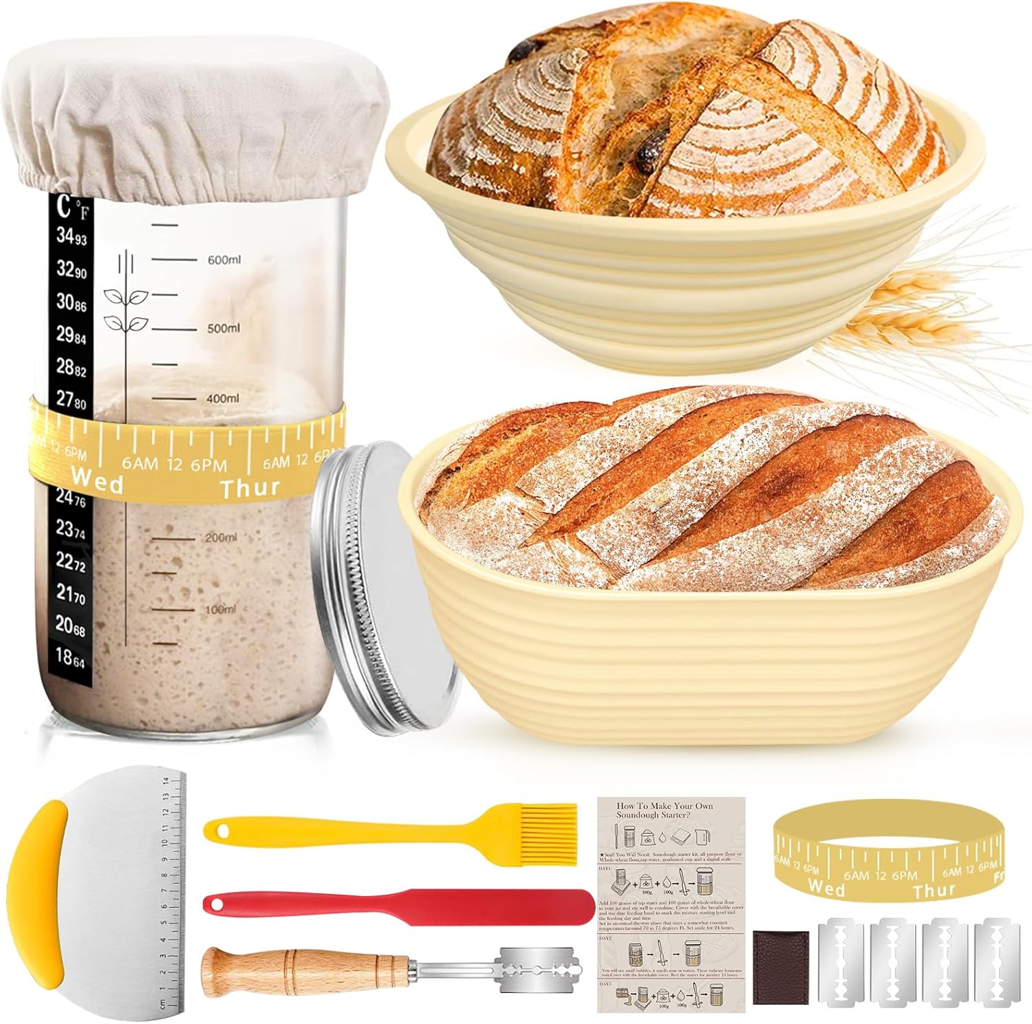Amazon.com: Sourdough Starter kit Bread Baking Supplies,34oz Sourdough ...