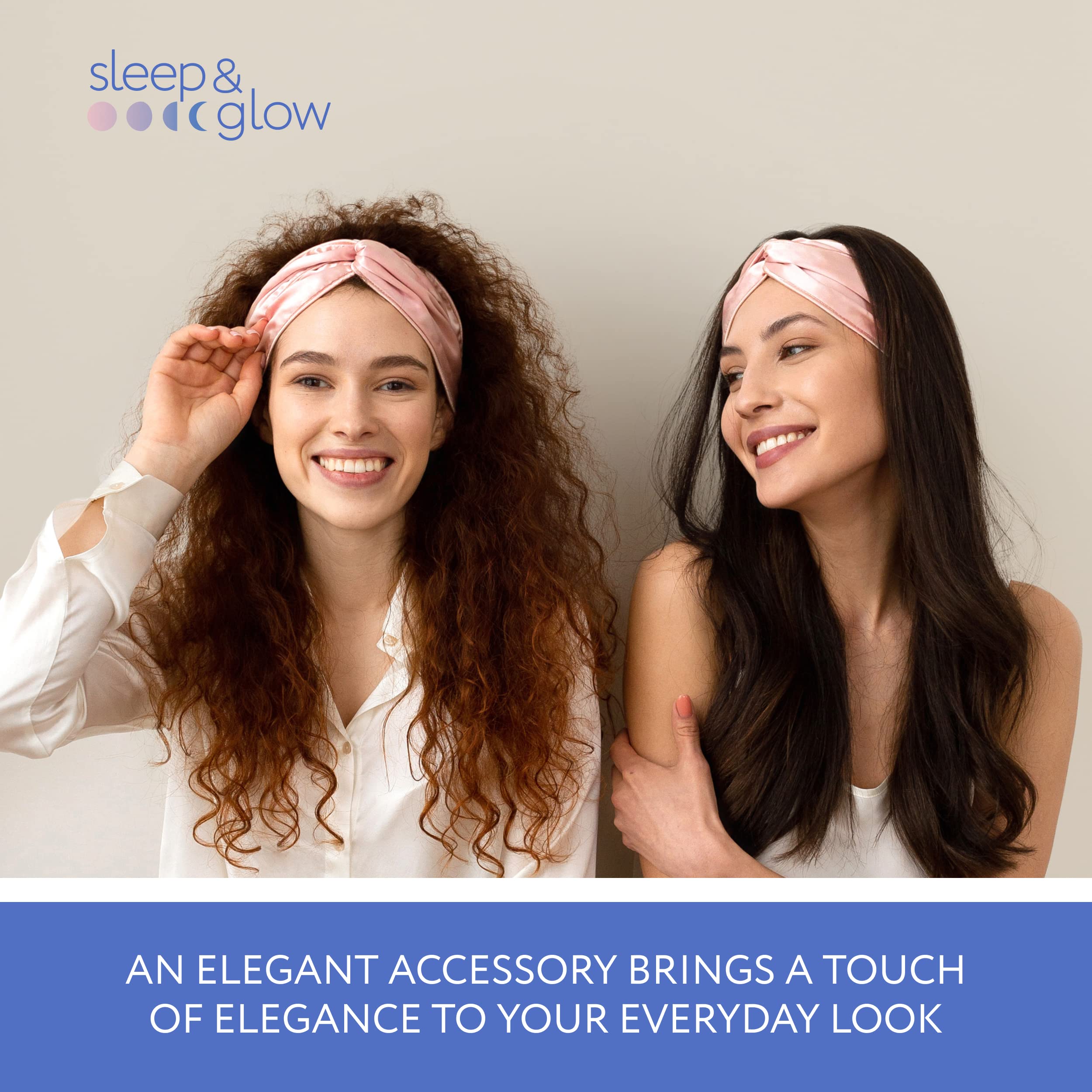 SLEEP & GLOW Bandeau de luxe en soie 100 % mûre 22 mommes - Réglable et durable - Pour cheveux (rose fumée)