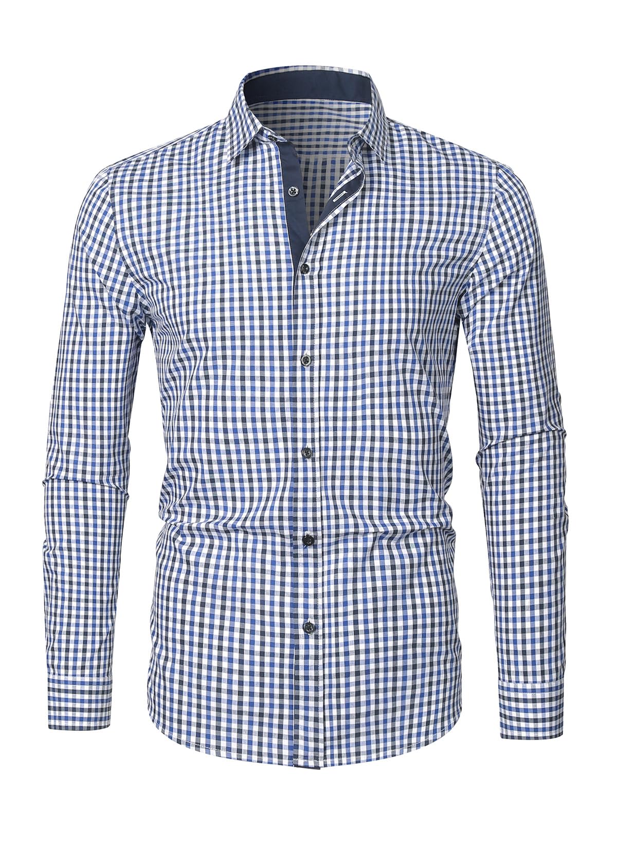 APOONABA Camisas Hombre Manga Larga Cuadros Camisas Coton Business Casual Camisas Clásico a Cuadros Shirts Regular Fit