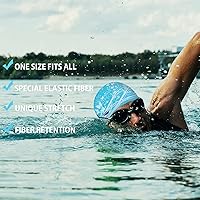 Vista 4 de Gorro de natación de silicona impermeable suave para niñas de verano para piscina de mar, gorro de baño para cabello largo