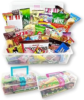 Japanese Snacks Dagashi Assorted Gift Box in Reusable Tote Box 40 Pieces