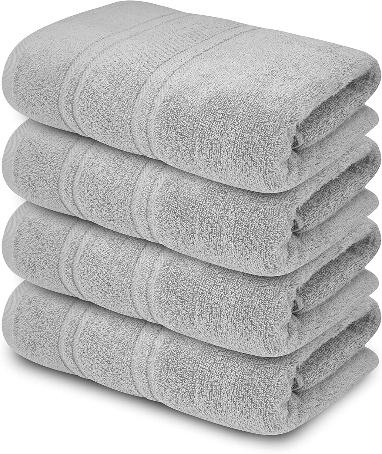 Textile Do Silver 4 X Large Jumbo Bath Sheet Towel Set (75 X 150 Cm -500 Gsm) 100% Egyptian Cotton Bath Sheets Big Towels (, Cotton)