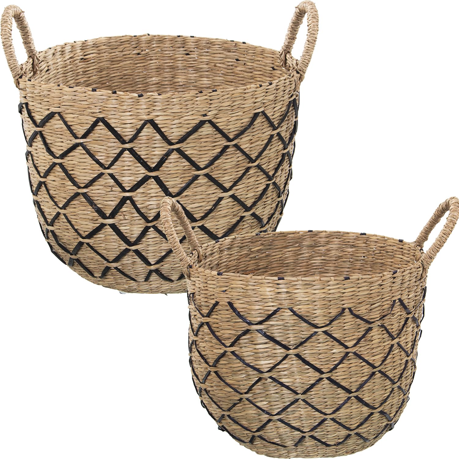 Paniers en herbe de mer authentique DRW lot de 2 tressage artisanal naturel