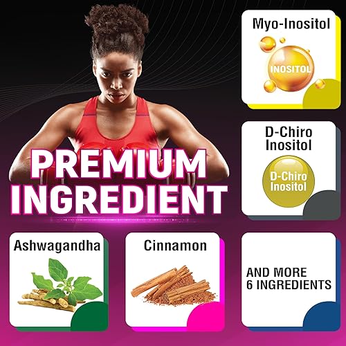 Miniatura 4 de Suplemento de inositol - Myo-inositol y D-Chiro Inositol Plus Ashwagandha, berberina, canela y 5 Mores - 120 cápsulas