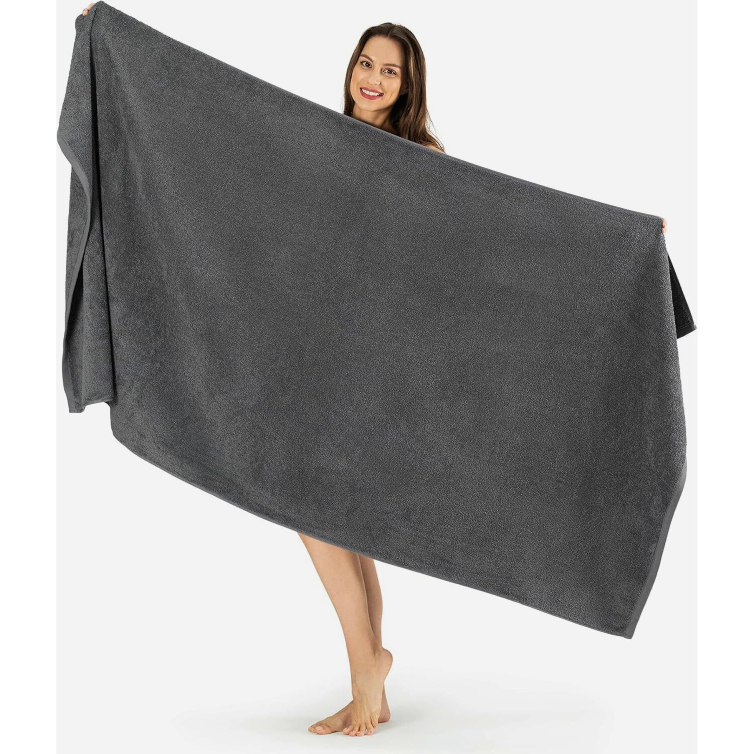SALBAKOS 100% Turkish Cotton Jumbo Bath Sheet Towel Oversized 40x80 inch | Premium Hotel & Spa Quality, Soft, Absorbent, XL Bath Towels | Made in Turkey (Pack of 1, Gray, Jumbo Bath Sheet)