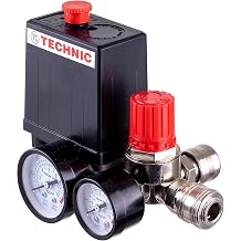 TC TECHNIC Druckregler Luftkompressor Schalter Luftregler Druckschalter Kompressorschalter Kompressor Druckw chter Druckminderer IG 1/4 Mit Schnellkupplungen 2 Manometer Abschaltautomatik