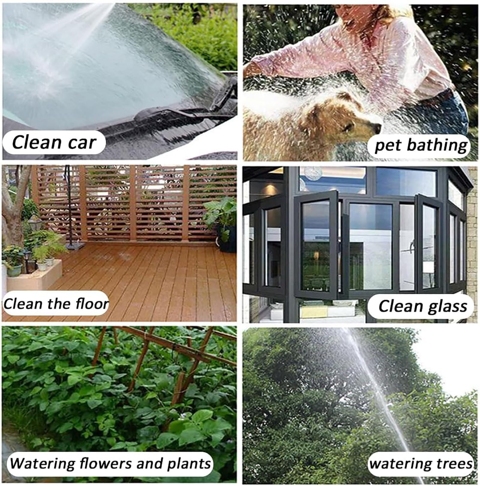 2026 Pistola ad alta pressione per tubo da giardino, idropulitrice con ugello, ugello ad alta pressione, tubo da giardino con impugnatura ergonomica, ideale per auto, giardino e terrazza (set di tubi