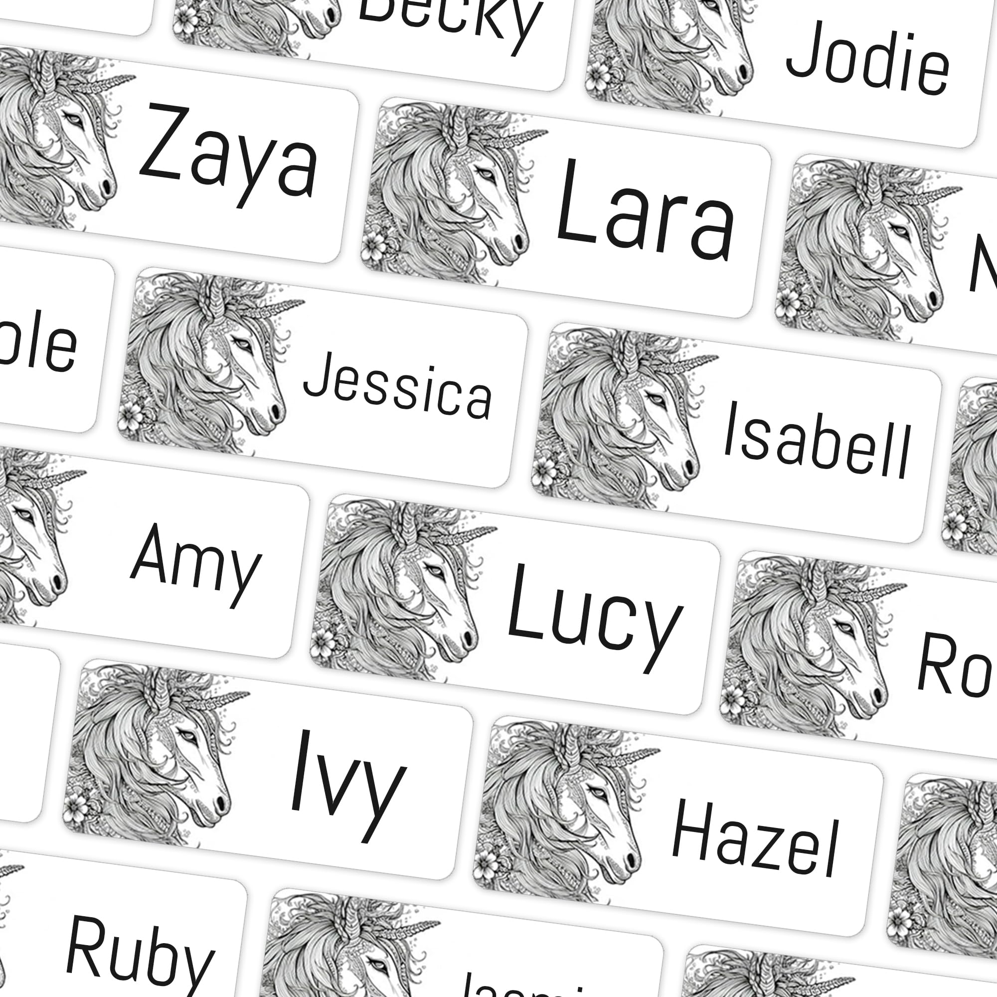 60 x Unicorn Stick On Clothes Labels, Personalised School Uniform Stickers, Nursery, Care Homes, Lunch Boxes and Drink Bottles, Waterproof Durable Name Sticker Tags (Unicorn 8511)