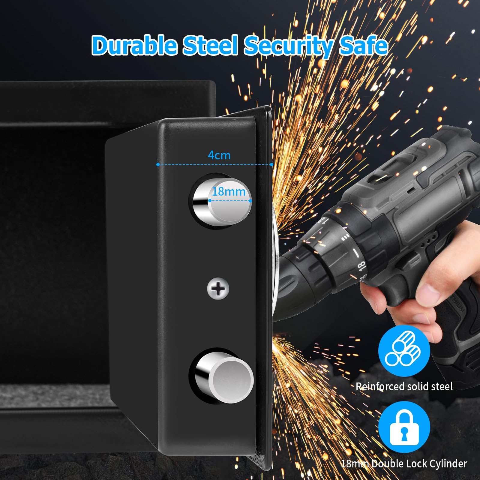 Caja Fuerte Pequeña,Cofre Electrónica con Cerradura Digital,Caja Fuerte Empotrable,caja fuerte con llave,23X17X17cm,Para Seguridad en el Hogar, Almacenaje