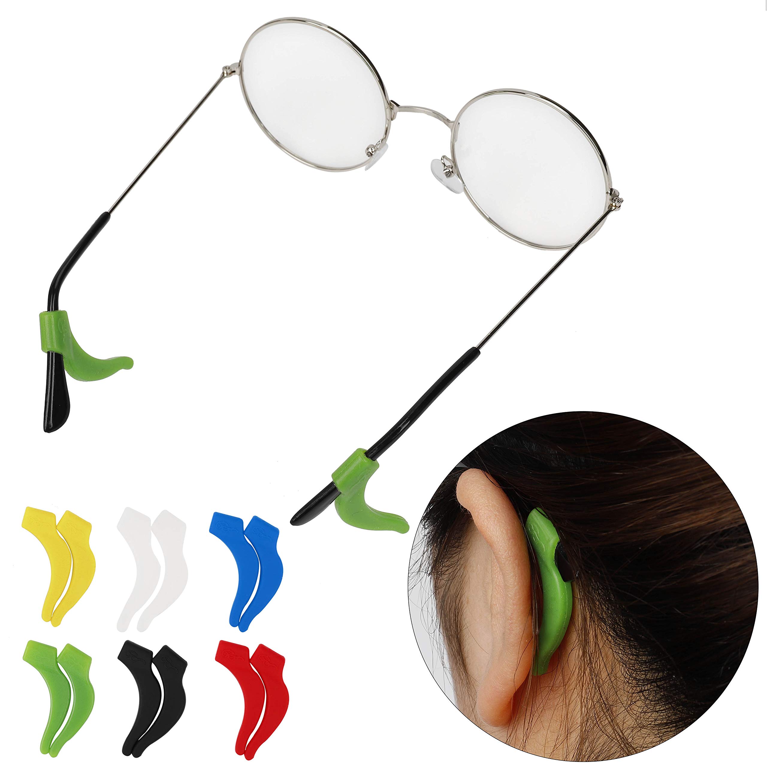 Brillenband Ohr Haken Rutschfeste Sportbrillen Kette Elastisch Silikon Gürtelhalter mit Ohr Haken für Kinder Erwachsene Mehrfarbig 6 Stück
