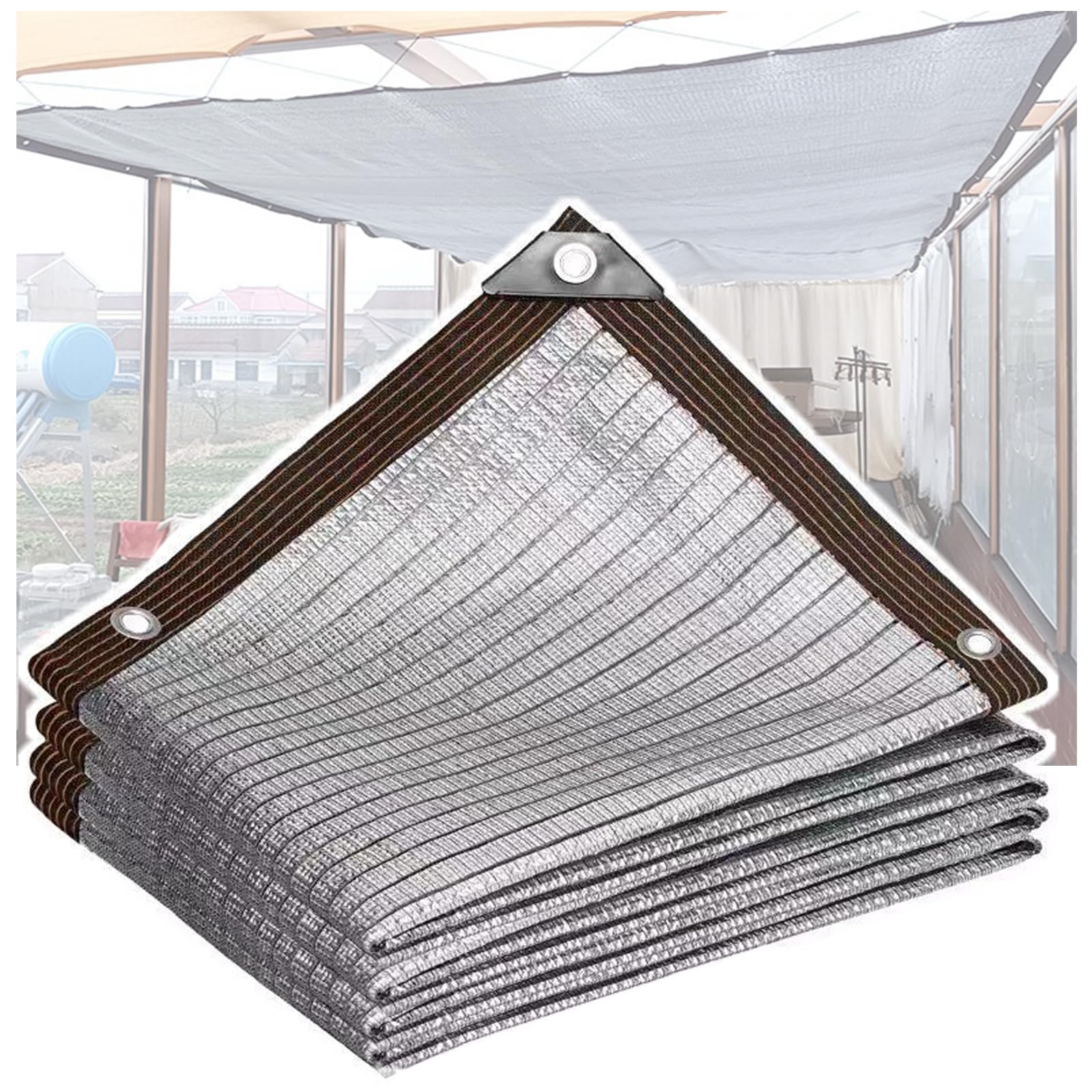 GJZQDKX Outdoor Shade Net, Aluminum Sunshade Cover, 90% Heat Protection, Plant Protection for Greenhouses, Patios, Carports, Pools - Size: 6x6m/20x20ft