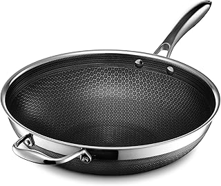 HexClad Hybrid Nonstick 12-Inch Wok, Stay-Cool Handle, Dishwasher-Friendly, Oven-Safe Up to 900°F, Induction Ready, Compatible with All Cooktops