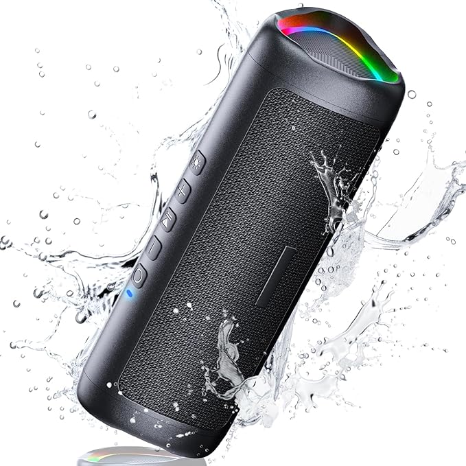 UOHHBOE Altavoz Bluetooth 5.3, 30W Altavoz Bluetooth Potente con Luz LED de Color, Bajos Potentes y Agudos Claros, Impermeable IPX5, 24H de Reproducción Bluetooth Speaker con Emparejamiento TWS