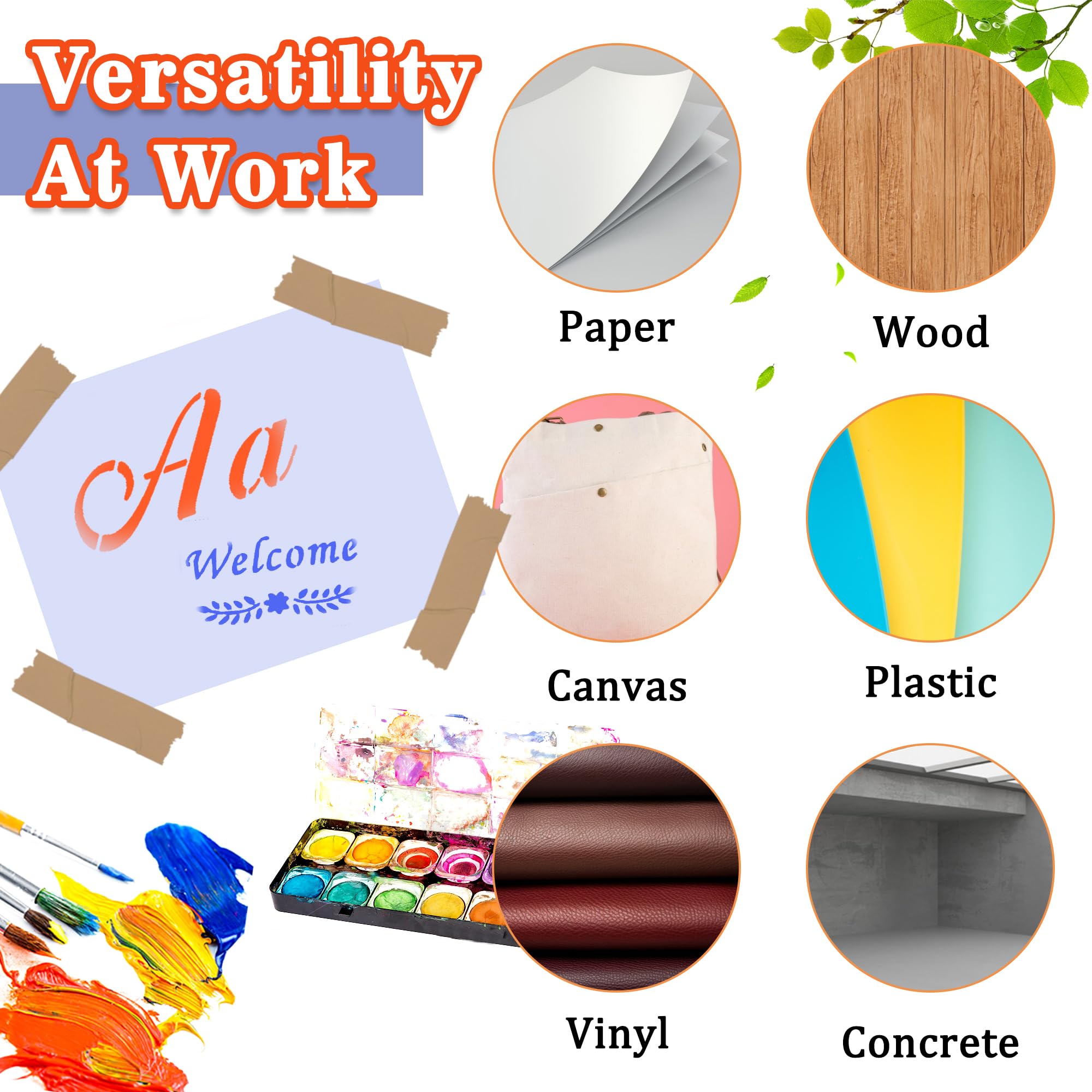 45 Pochoirs Lettres Et Chiffres Réutilisables | Pour Déco Mur, Meuble, Bricolage, Scrapbooking | En Plastique PET, Lavables, Tailles Variables