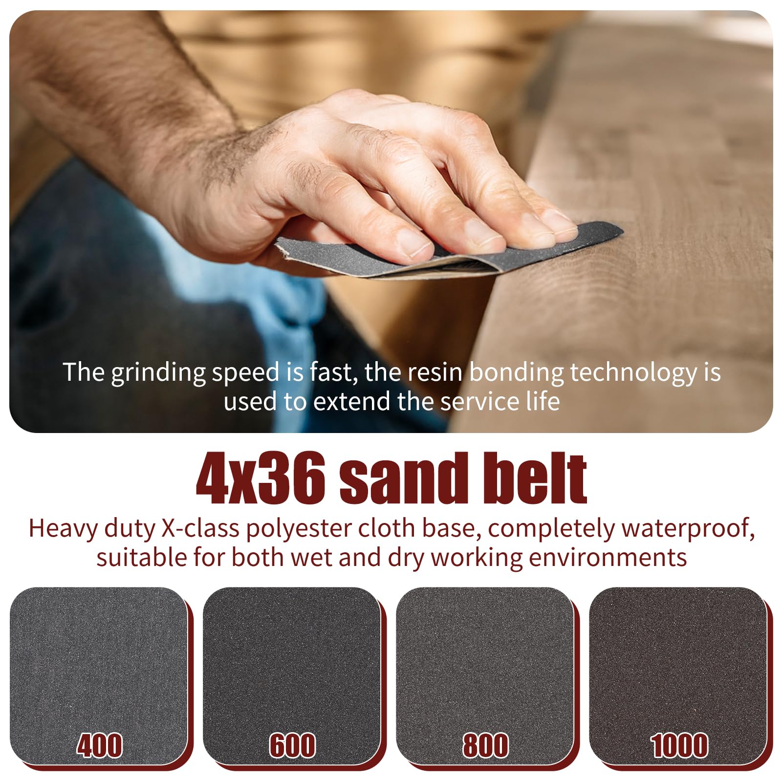8 strisce abrasive, 100 x 915 mm, grana 400/600/800/1000, ultra impermeabili, per levigare, limare, affilare (8)