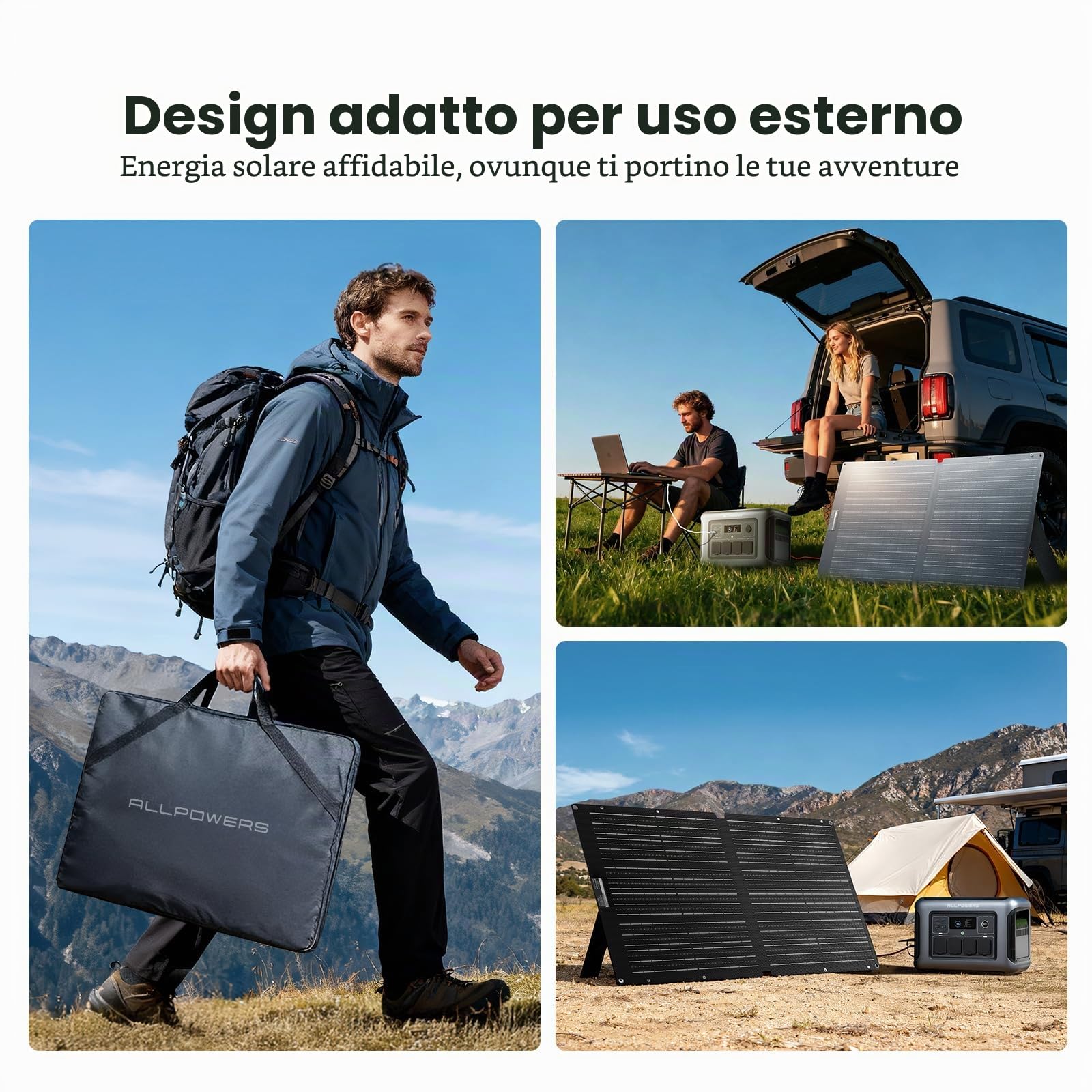 ALLPOWERS Pannello Solare 100W SE100, IP68 Pannello Solare Pieghevole, Efficienza del 25% Moduli Solari Monocristallini per Serie S & R Stazione di Potenza Portatile, Modulo Fotovoltaico Impianto