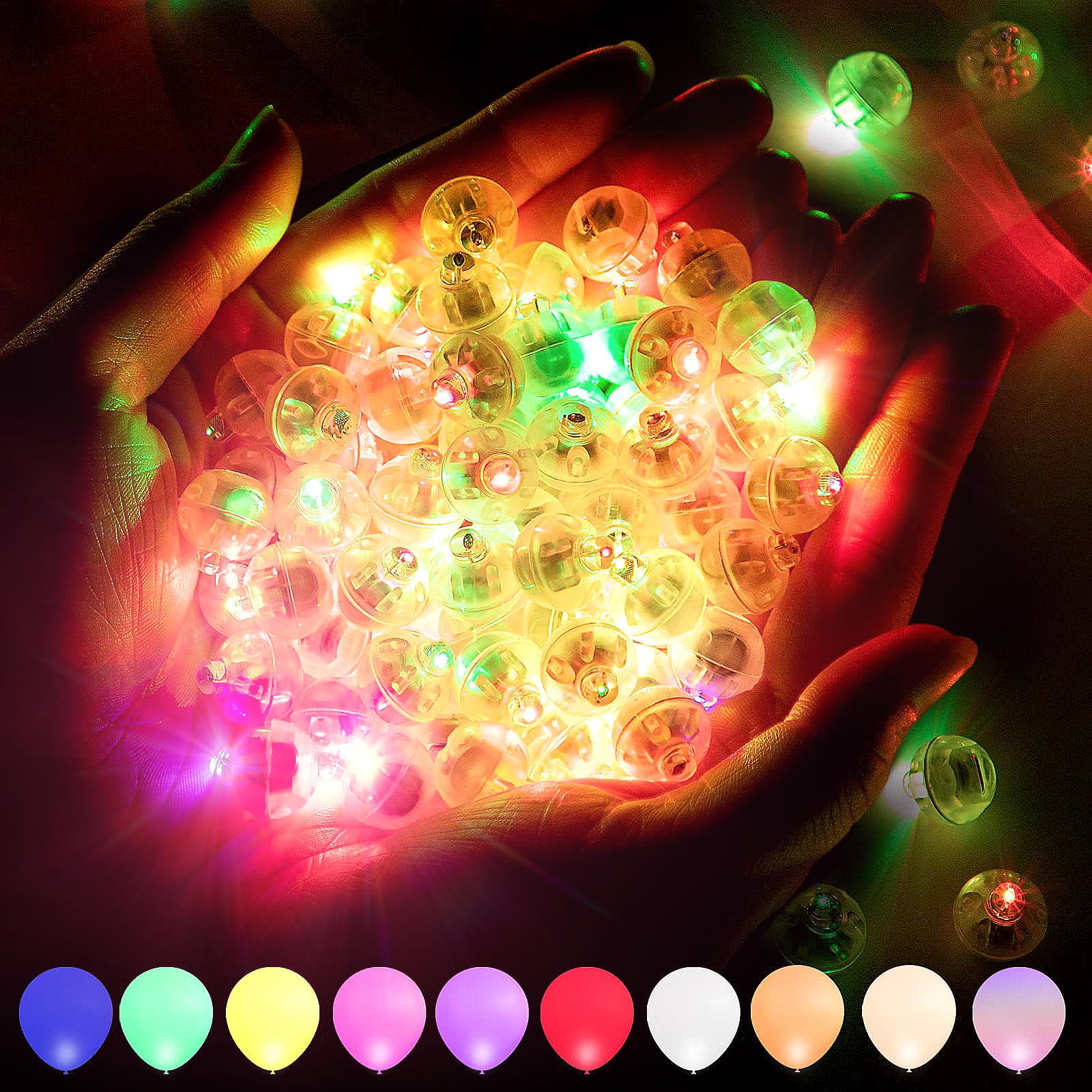 Xrten Lot De 120 Mini Ballons Lumineux LED Multicolores Pour