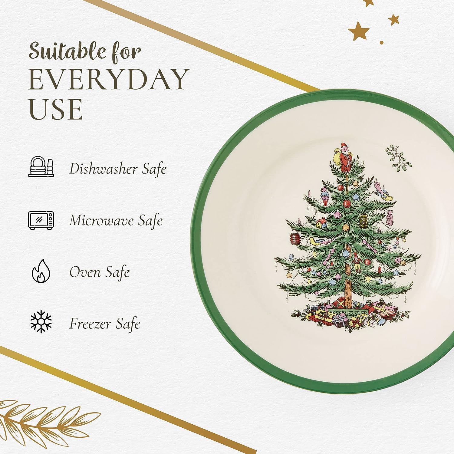 Spode Assiettes à Salade, Céramique, Multicolore, Set de 4