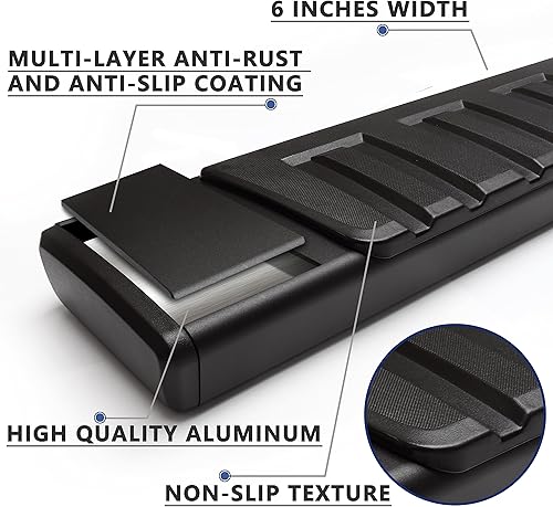 Miniatura 4 de Estribos compatibles con Jeep Wrangler Jk 2007-2018 de 4 puertas, aleación de aluminio de 6 pulgadas, barras Nerf color negro