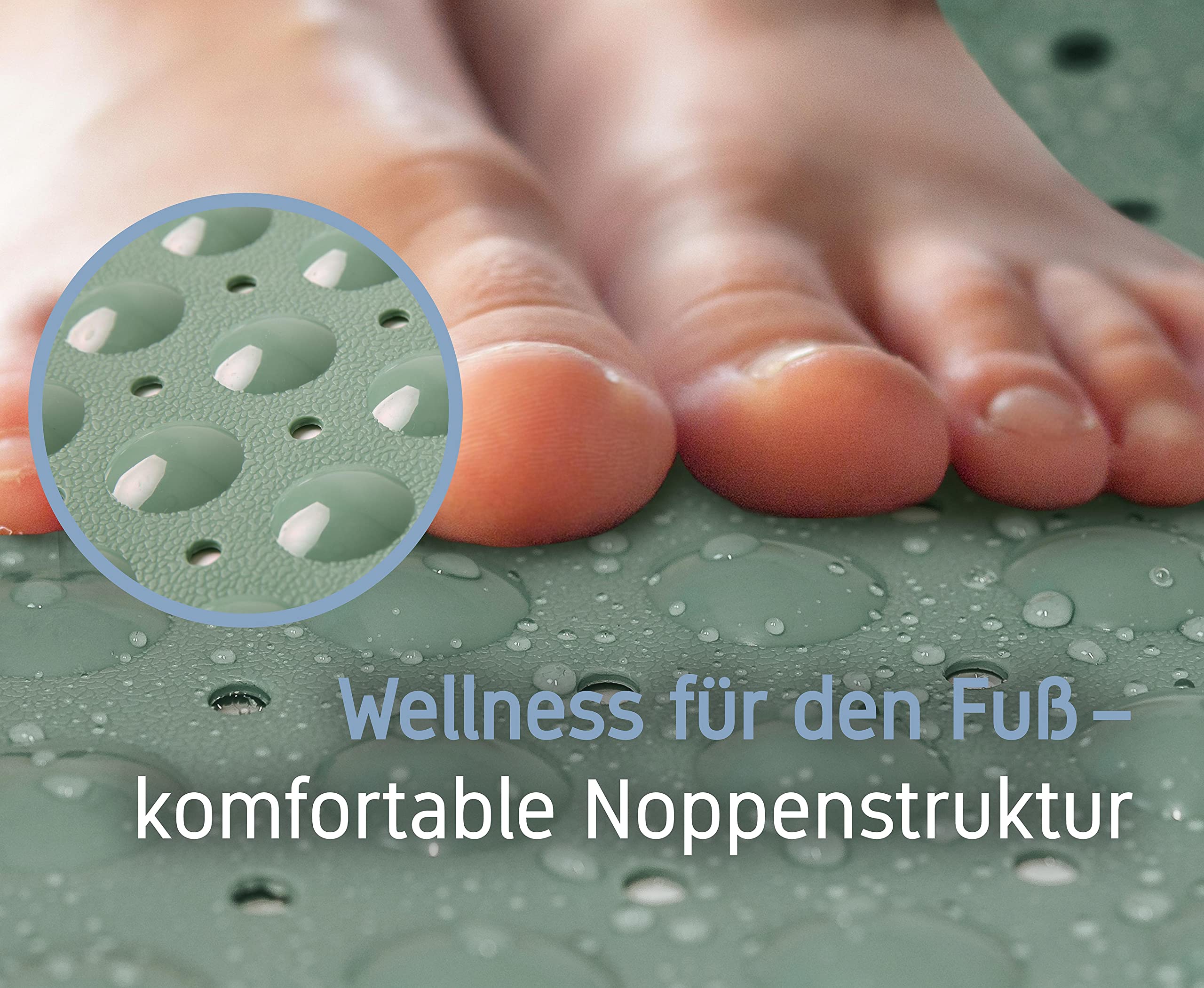 Duschmatte 53x53 cm grün | Antirutschmatte Dusche in Premium-Qualität | komfortable Rutschmatte Wellness | Badematte rutschfest | antibakteriell & maschinenwaschbar | Duscheinlage rutschfest