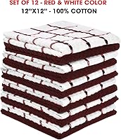 Vista 5 de Paños de cocina de rizo de algodón, paquete de 12 paños de limpieza suaves y absorbentes, 12 x 12 pulgadas, paños pequeños para platos
