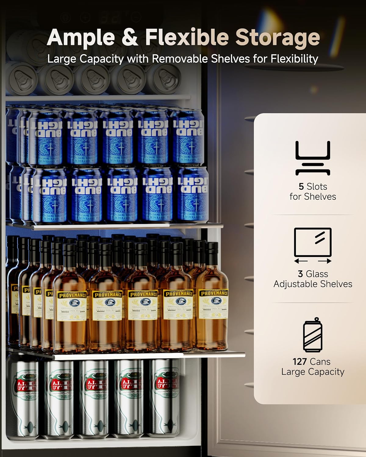 15 Inch Black Mini Fridge, Mini Fridge no Freezer Under Counter, 125 Cans Capacity Refrigerator for Home, Bar or Office - Built-in & Freestanding (Black)