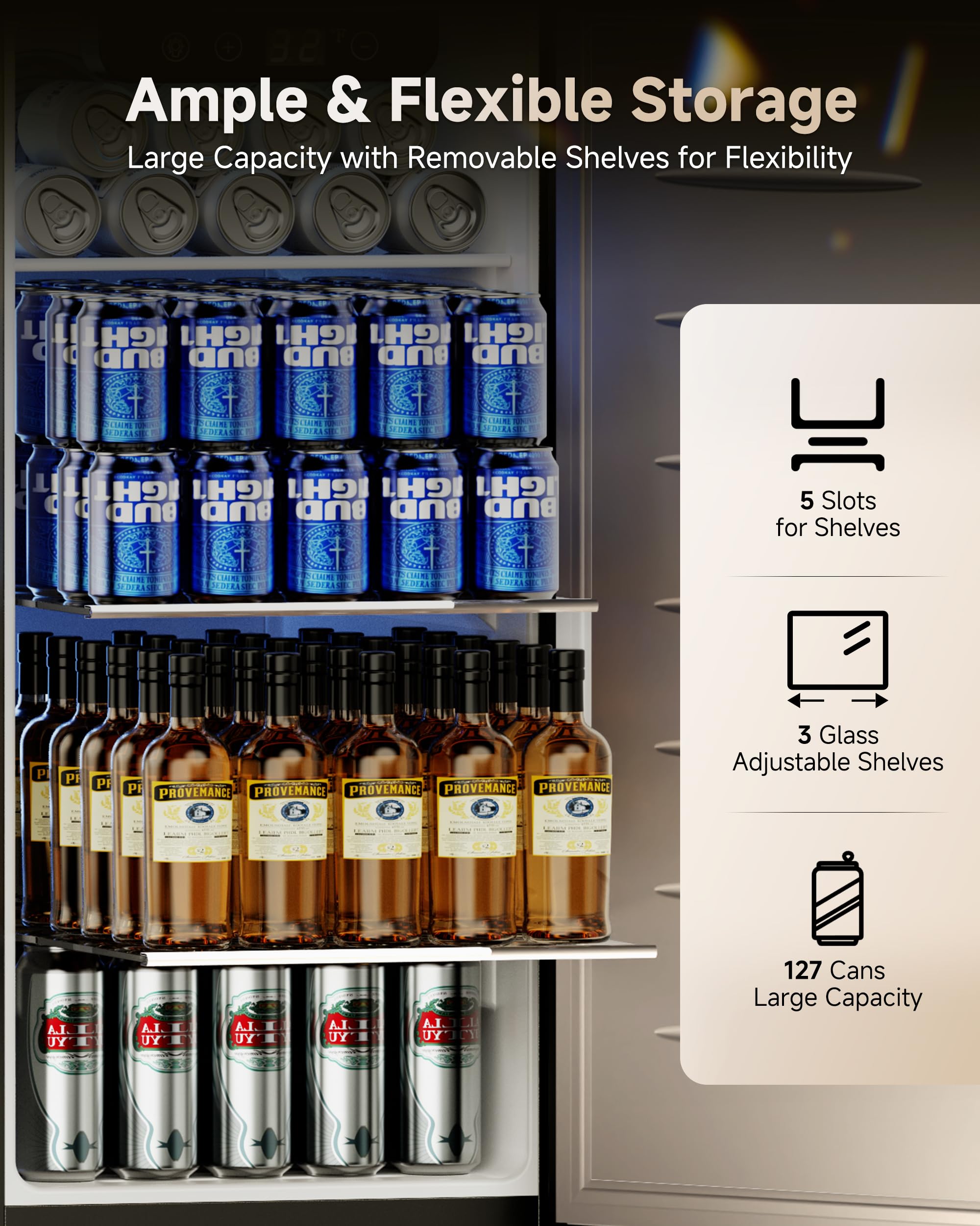 Icevival 15 Inch Black Mini Fridge, Mini Fridge No Freezer Under Counter, 125 Cans Capacity Refrigerator For Home, Bar Or Office - Built-In & Freestanding (Black) on Fridge.com - View 4