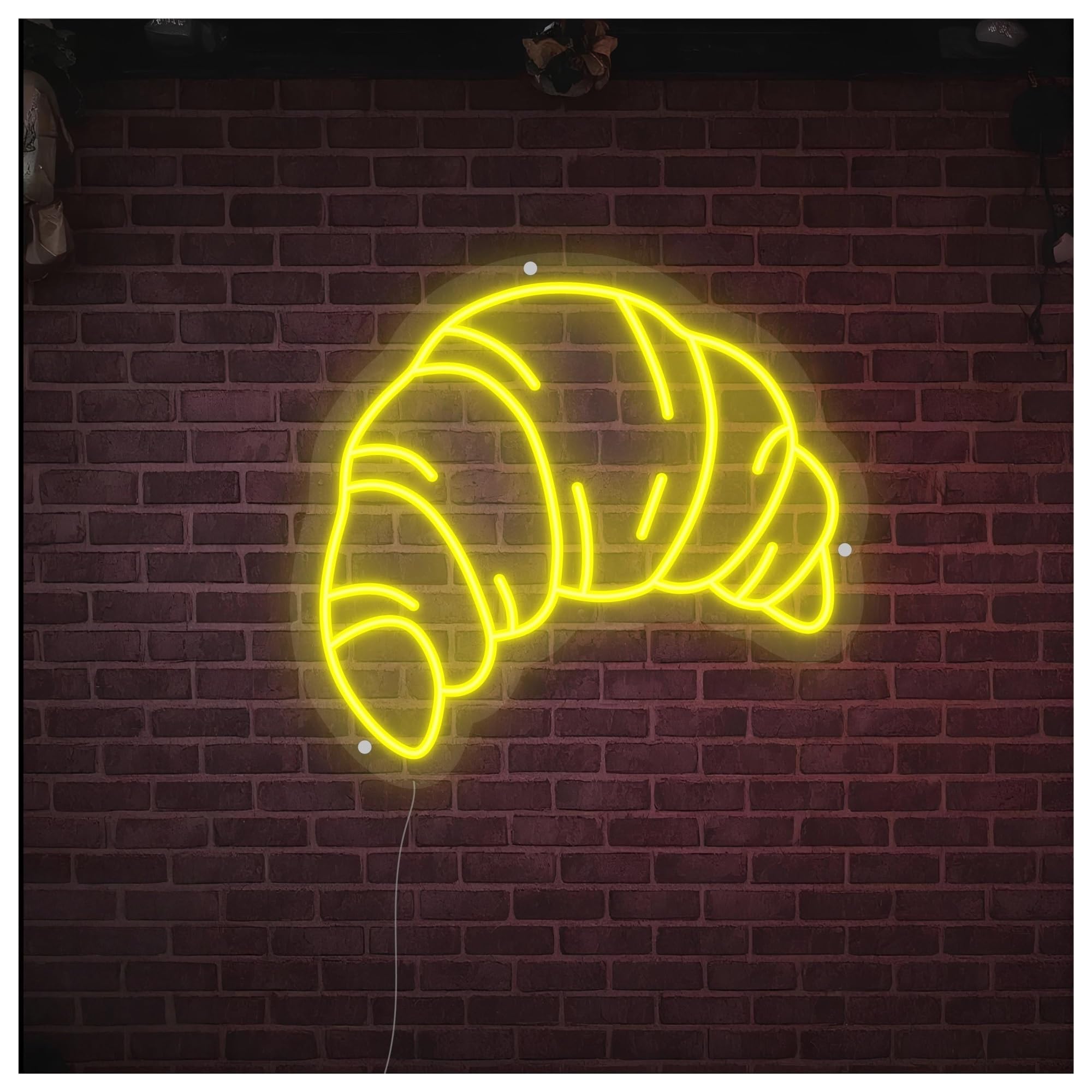 SHOUXI Sign Lamp Croissant Neon Sign, Suitable for Bakery Shop Wall Decor with Dimmable 38cm