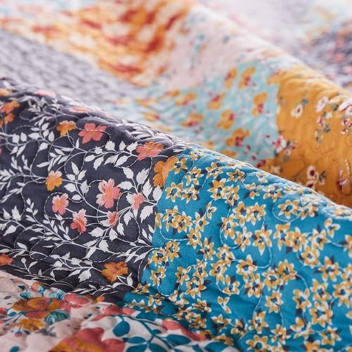 Miniatura 10 de Barefoot Bungalow Manta reversible acolchada Carlie, rayas calicó